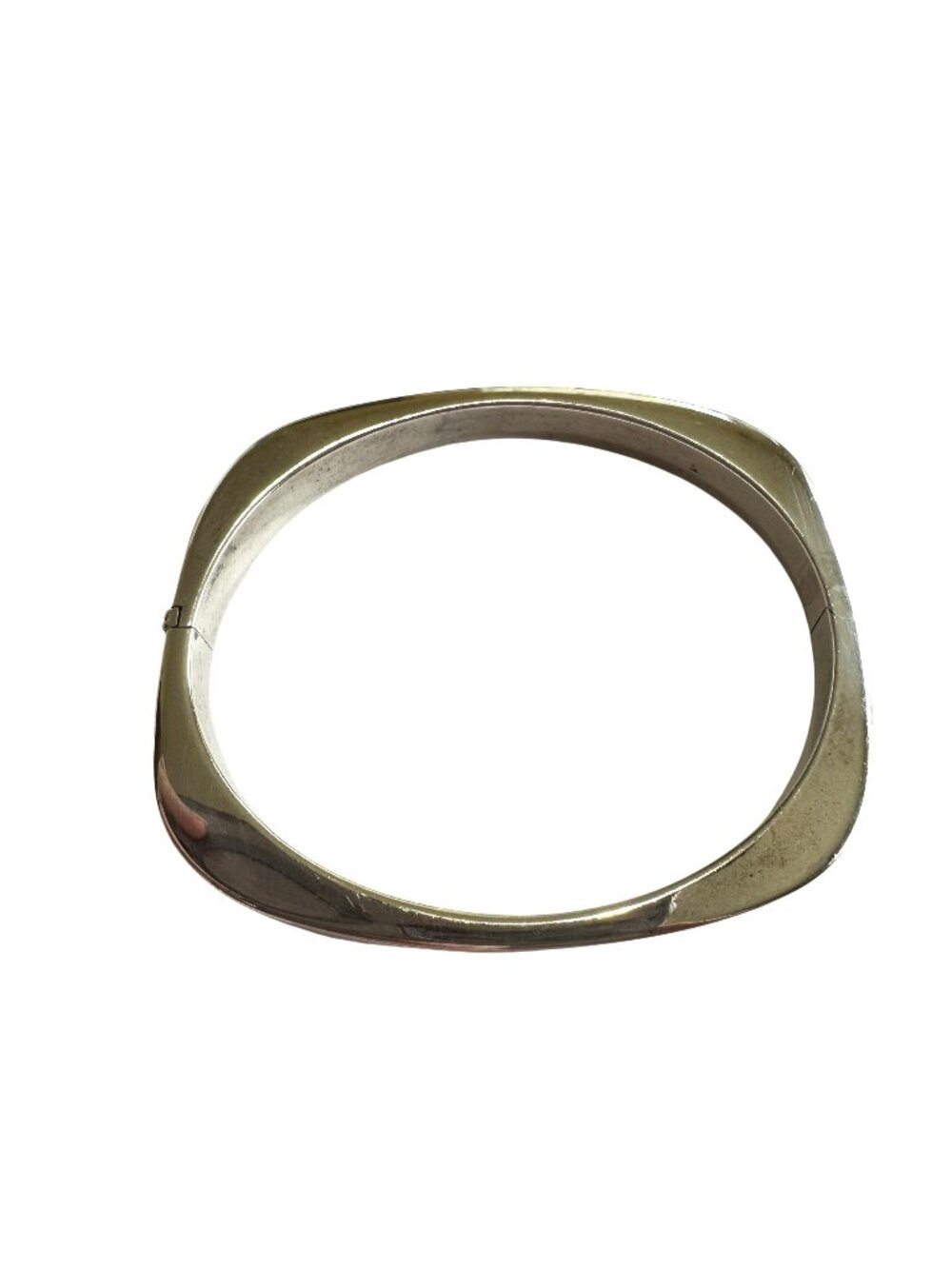 Sterling Silver 925 Hinged Bangle Bracelet Square Shape Thailand Design